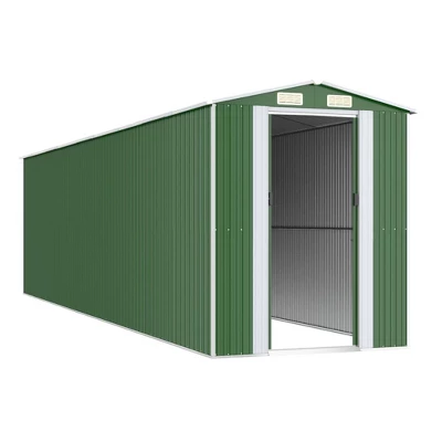 VidaXL Garden Shed Green Galvanized Steel Large Garden Shed - 75.6" X 303.9" X 87.8" 4 VidaXL Garden Shed Green Galvanized Steel Large Garden Shed - 75.6" X 303.9" X 87.8" - Image 2