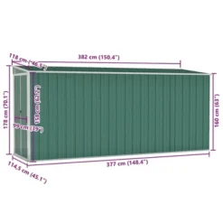 VidaXL Storage Shed Wall-mounted Garden Shed For Backyard Galvanized Steel - Green 46.5" X 150.4" X 70.1" -All Patio Furniture GUEST 996545b2 1c44 4ec5 8a6c 8102a11ec75c