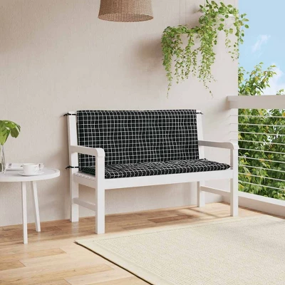 VidaXL Bench Cushion Water Repellent Outdoor Seat Cushion Pad Oxford Fabric - Black And White 47.2" 3 VidaXL Bench Cushion Water Repellent Outdoor Seat Cushion Pad Oxford Fabric - Black And White 47.2"
