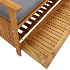 VidaXL Patio Storage Bench With Cushion 58.3" Solid Acacia Wood -All Patio Furniture GUEST 9e7ca5b4 5ed8 4f56 a9e9 d6f75cee79c2