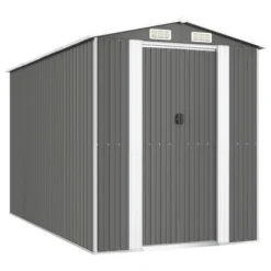 VidaXL Garden Shed Light Gray Galvanized Steel Large Garden Shed - 75.6" X 140.6" X 87.8" -All Patio Furniture GUEST a04d2d78 f628 485a 9868 c3884988c926