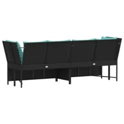 VidaXL Patio Sofa With Cushions - Black Poly Rattan Modular Patio/Garden Outdoor Sofa Set - Weather-Resistant With Turquoise Cushions -All Patio Furniture GUEST a0d813d3 1a4d 4b77 a75b 269822e25553