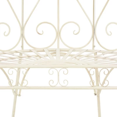 VidaXL Wrought Iron Outdoor Patio Bench, 37.4" In Antique White | Aesthetic Design | Comfortable Wide Seat | Durable Material | Easy Assembly 6 VidaXL Wrought Iron Outdoor Patio Bench, 37.4" In Antique White | Aesthetic Design | Comfortable Wide Seat | Durable Material | Easy Assembly - Image 4