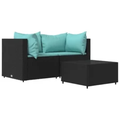 VidaXL Patio Lounge Set Black, Water Blue -All Patio Furniture GUEST a29f07e5 0349 4415 bd2b bcf369609d19