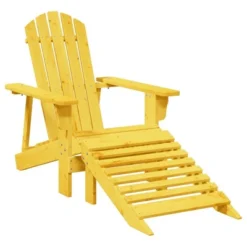 VidaXL Adirondack Chair With Ottoman - Yellow Solid Wood For Patio Garden Outdoor Comfort -All Patio Furniture GUEST a386da74 d039 470e ae48 effae3c103cb