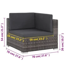 VidaXL Patio Lounge Set - 6-Piece Poly Rattan Gray Sectional Sofa Set With Coffee Table And Ottoman - Comfortable Outdoor Seating With Cushions -All Patio Furniture GUEST a3d58c6a 25fe 4e16 af62 c6d18cd88c06