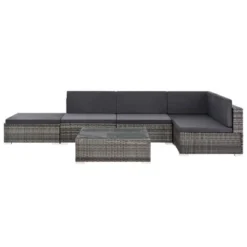 VidaXL Patio Lounge Set - 6-Piece Poly Rattan Gray Sectional Sofa Set With Coffee Table And Ottoman - Comfortable Outdoor Seating With Cushions -All Patio Furniture GUEST a4bf8fa8 5d41 426a 846d 1bba932857de