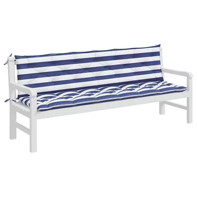 VidaXL Bench Cushion Water Repellent Outdoor Seat Cushion Pad Oxford Fabric - Blue And White 78.7" 4 VidaXL Bench Cushion Water Repellent Outdoor Seat Cushion Pad Oxford Fabric - Blue And White 78.7" - Image 2