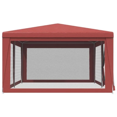 VidaXL Party Tent With Iron Frame, HDPE Cover, 6 Mesh Sidewalls, Red, 19.7'x13.1', UV-Resistant, Outdoor Event Shelter, Easy To Assemble 5 VidaXL Party Tent With Iron Frame, HDPE Cover, 6 Mesh Sidewalls, Red, 19.7'x13.1', UV-Resistant, Outdoor Event Shelter, Easy To Assemble - Image 3