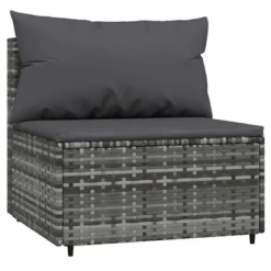 VidaXL Patio Lounge Set Gray PE Rattan, Powder-coated Steel, Tempered Glass -All Patio Furniture GUEST a586a171 e035 4f84 9c06 b452fa7a5705