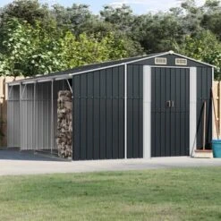 VidaXL Garden Shed Anthracite Galvanized Steel, Polypropylene Large