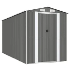 VidaXL Garden Shed Light Gray Galvanized Steel Large Garden Shed - 75.6" X 173.2" X 87.8" -All Patio Furniture GUEST a6e1b7b9 b605 4cbe b963 0e47640ff327