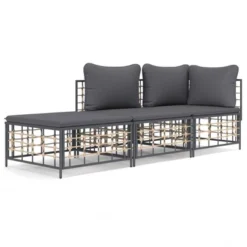 VidaXL 3 Piece Patio Lounge Set - Anthracite Poly Rattan, Weather-Resistant, With Sturdy Steel Frame, Comfortable Cushions, And Modular Design -All Patio Furniture GUEST a71122c2 8aa8 4828 9ec2 1597536a11c4