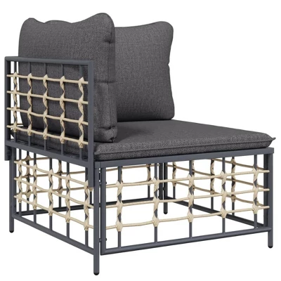 VidaXL 5-Piece Patio Lounge Set With Dark Grey Cushions - Anthracite Poly Rattan, Powder-Coated Steel Frame, Versatile Outdoor Furniture Collection 5 VidaXL 5-Piece Patio Lounge Set With Dark Grey Cushions - Anthracite Poly Rattan, Powder-Coated Steel Frame, Versatile Outdoor Furniture Collection - Image 3