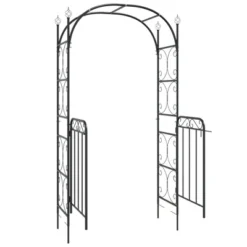 VidaXL Steel Garden Arch With Gate - Black Powder-Coated Outdoor Garden Arbor, 42.5"x17.7"x92.5", For Climbing Plants & Decorative Entryways -All Patio Furniture GUEST a87e013c b182 46ae b024 597b138e5093