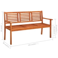 VidaXL 3-Seater Patio Bench With Gray Cushion In Solid Eucalyptus Wood - Outdoor Comfortable Seating - Easy Assembly - Durable And Weather-Resistant 23 VidaXL 3-Seater Patio Bench With Gray Cushion In Solid Eucalyptus Wood - Outdoor Comfortable Seating - Easy Assembly - Durable And Weather-Resistant -All Patio Furniture GUEST a8b76d1c 8823 4739 ad37 bdf76c89cd09