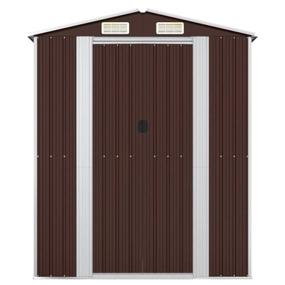 VidaXL Garden Shed Dark Brown Galvanized Steel Large Sliding Components 4 VidaXL Garden Shed Dark Brown Galvanized Steel Large Sliding Components - Image 2