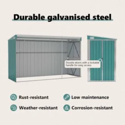 VidaXL Storage Shed Wall-mounted Garden Shed For Backyard Galvanized Steel - Green 46.5" X 113.4" X 70.1" -All Patio Furniture GUEST abe035ab d6e1 46f3 b719 39b5b46f1442