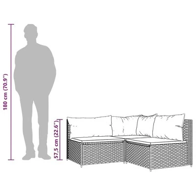 VidaXL 3-Piece Patio Lounge Set In Brown Poly Rattan - Weather-Resistant, Modurar Design With Comfy Cushions - Ideal For Garden, Outdoor And Patio 11 VidaXL 3-Piece Patio Lounge Set In Brown Poly Rattan - Weather-Resistant, Modurar Design With Comfy Cushions - Ideal For Garden, Outdoor And Patio - Image 9