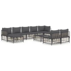 VidaXL 10 Piece Anthracite Poly Rattan Garden Lounge Set With Cushions, Suitable For Patio, Terrace - Modular Sofas With A Sturdy Coffee Table -All Patio Furniture GUEST ade7b43b 125c 46ad 8826 00072f596dd6