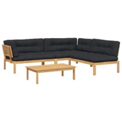 VidaXL Pallet Sofa Set Acacia Wood With Black Cushions -All Patio Furniture GUEST b0c7f0b5 54e5 461b ba6f 2c4e94fddced