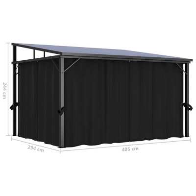 VidaXL Gazebo With Curtains - UV-Resistant PVC Roof - Aluminum And Steel Construction - Anthracite - 13.3'x9.6'x8' - Outdoor Event Shelter 11 VidaXL Gazebo With Curtains - UV-Resistant PVC Roof - Aluminum And Steel Construction - Anthracite - 13.3'x9.6'x8' - Outdoor Event Shelter - Image 9