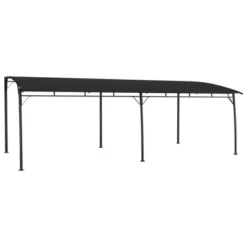 VidaXL Garden Sunshade Awning - Anthracite, Polyester Canopy, Powder-Coated Steel Frame, 236.2"x118.1"x100.4" For Patio And Backyard Shade