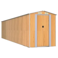 VidaXL Garden Shed Light Brown Galvanized Steel 75.6 X 336.6 X 87.8 In -All Patio Furniture GUEST b20c24f8 fc1d 4f13 a67d 2cedea57478a