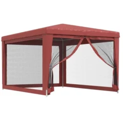 VidaXL Red Party Tent With 4 Mesh Sidewalls, Heavy-Duty Iron Frame, UV And Water-Resistant Roof, Ideal For Outdoor Gatherings And Events -All Patio Furniture GUEST b23d5560 f716 43c3 8f49 9d23fbd893b1