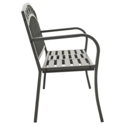VidaXL Outdoor Patio Bench Garden Park Steel Bench - Gray With Table -All Patio Furniture GUEST b2876dff 9569 4a0e 9a8b d215d5e7dcd6