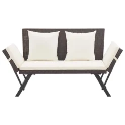 VidaXL Patio Bench With Cushions 69.3" Brown Poly Rattan - Brown -All Patio Furniture GUEST b3194bfa 79b5 4504 a723 9ae8bcad6767
