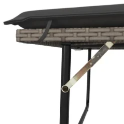 VidaXL Patio Bench With Cushions And Footstool - Convertible Outdoor Loveseat Sofa Bed - Gray Poly Rattan, Padded Cushions -All Patio Furniture GUEST b3a9524c 78aa 4876 9919 6dcfdddde06c