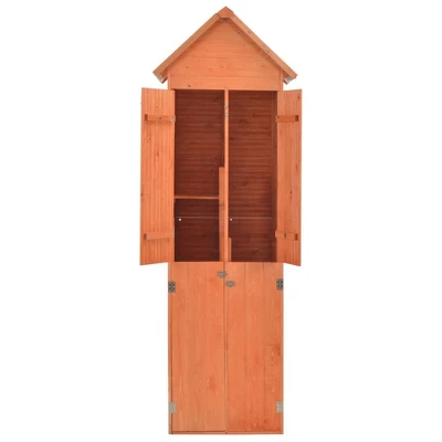 VidaXL Compact Garden Storage Shed - 28"x23.6"x83.9" Wood Cabinet - Waterproof Fabric Roof - Easy Assembly - Brown Wooden Outdoor Tool Shed 4 VidaXL Compact Garden Storage Shed - 28"x23.6"x83.9" Wood Cabinet - Waterproof Fabric Roof - Easy Assembly - Brown Wooden Outdoor Tool Shed - Image 2