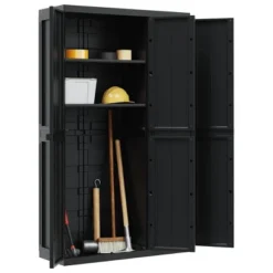 VidaXL Outdoor Storage Cabinet Black - 38.2"x14.6"x65" - Weather Resistant Polypropylene Utility Garden Cupboard -All Patio Furniture GUEST b522d7bb 5878 40cf bc0e 47fa27034931