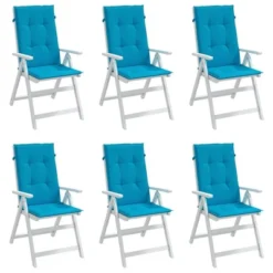 VidaXL Garden Highback Chair Cushions 6 Pcs Blue 47.2"x19.7"x1.2" Polyester, Indoor & Outdoor Use, Foam Fiber Filling -All Patio Furniture GUEST b52d6df3 09c9 4a12 bef9 147e152853f6
