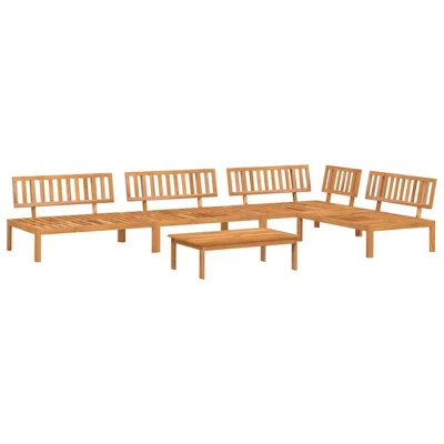 VidaXL Pallet Sofa Set Natural Wood Solid Acacia Wood 5 Piece Set 10 VidaXL Pallet Sofa Set Natural Wood Solid Acacia Wood 5 Piece Set - Image 8