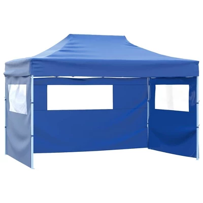 VidaXL Party Tent Steel Blue 600D Oxford Fabric With PVC Coating 10x13 Ft 4 VidaXL Party Tent Steel Blue 600D Oxford Fabric With PVC Coating 10x13 Ft - Image 3