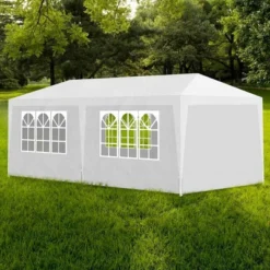 VidaXL Party Tent White Polyethylene 9.8 X 19.7 Ft Durable Party Tent