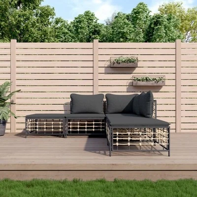 VidaXL Garden Lounge Set Anthracite Poly Rattan 5 Piece Set Modular 3 VidaXL Garden Lounge Set Anthracite Poly Rattan 5 Piece Set Modular