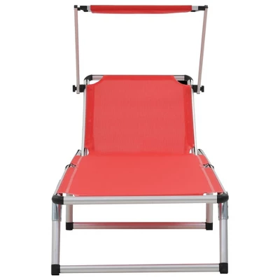 VidaXL Folding Sunlounger With Adjustable Sunroof And Backrest - Lightweight And Portable Aluminum And Textilene Fabric In Striking Red Color 5 VidaXL Folding Sunlounger With Adjustable Sunroof And Backrest - Lightweight And Portable Aluminum And Textilene Fabric In Striking Red Color - Image 3