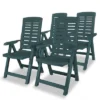 VidaXL Reclining Patio Chairs Outdoor Stack Dining Chair With Armrest Plastic - Green Set Of 4 -All Patio Furniture GUEST ba773deb df3b 4cb5 9955 07975065c147