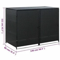 VidaXL Double Wheelie Bin Shed With Lid And Lockable Doors, Poly Rattan 31.5"x58.3"x43.7" Black 22 VidaXL Double Wheelie Bin Shed With Lid And Lockable Doors, Poly Rattan 31.5"x58.3"x43.7" Black -All Patio Furniture GUEST bb487f0d ad50 4f74 b292 d9c4f8b24eba