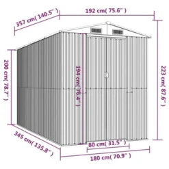 VidaXL Garden Shed Light Gray Galvanized Steel Large Garden Shed - 75.6" X 140.6" X 87.8" -All Patio Furniture GUEST bb6596ee 076f 490d be33 c5610afd977a