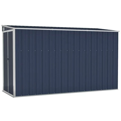 VidaXL Storage Shed Wall-mounted Garden Shed For Backyard Galvanized Steel - Anthracite 46.5" X 113.4" X 70.1" 12 VidaXL Storage Shed Wall-mounted Garden Shed For Backyard Galvanized Steel - Anthracite 46.5" X 113.4" X 70.1" - Image 10