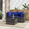 VidaXL 3-Piece Outdoor Lounge Set In Gray Poly Rattan With Blue Cushions - Includes Glass-Top Coffee Table, Modular Design, And Comfortable Seating -All Patio Furniture GUEST bc8d04df 48c5 4d97 a971 95b4687fd952