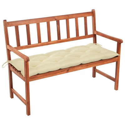 VidaXL Outdoor Patio Bench Wooden Garden Bench With Cushion Solid Wood Acacia - Cream 47.2" X 19.7" X 2.8" 3 VidaXL Outdoor Patio Bench Wooden Garden Bench With Cushion Solid Wood Acacia - Cream 47.2" X 19.7" X 2.8"