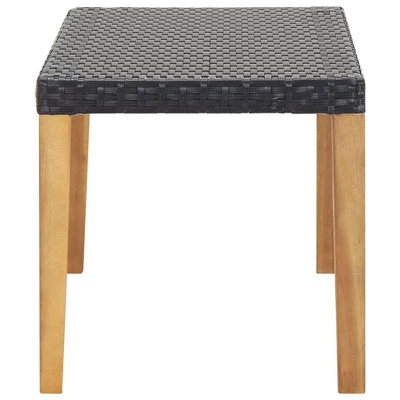 VidaXL Outdoor Patio Bench Park Garden Bench Poly Rattan And Solid Wood Acacia - Black 4 VidaXL Outdoor Patio Bench Park Garden Bench Poly Rattan And Solid Wood Acacia - Black - Image 2