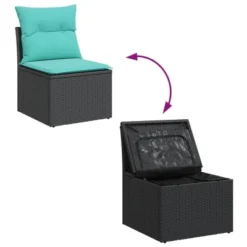 VidaXL Patio Sofa Armless With Cushions - Outdoor Seating, Black Poly Rattan, Storage Function, Comfortable, Weather-Resistant -All Patio Furniture GUEST bdc433b3 54f2 47b5 901c 0096444657db