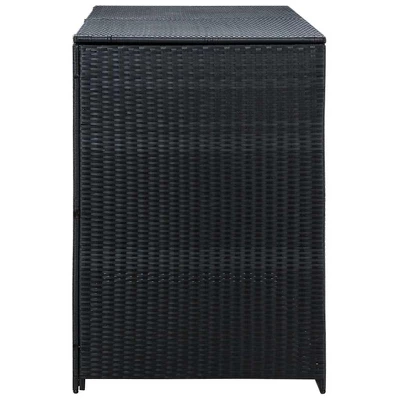 VidaXL Double Wheelie Bin Shed With Lid And Lockable Doors, Poly Rattan 31.5"x58.3"x43.7" Black 6 VidaXL Double Wheelie Bin Shed With Lid And Lockable Doors, Poly Rattan 31.5"x58.3"x43.7" Black - Image 4