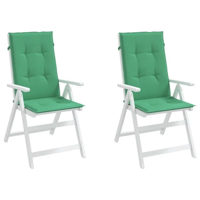 VidaXL Highback Chair Cushion Set Of 2 Green 100% Polyester 5 VidaXL Highback Chair Cushion Set Of 2 Green 100% Polyester - Image 3